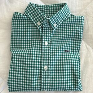 Boys green gingham Vineyard Vines button down shirt